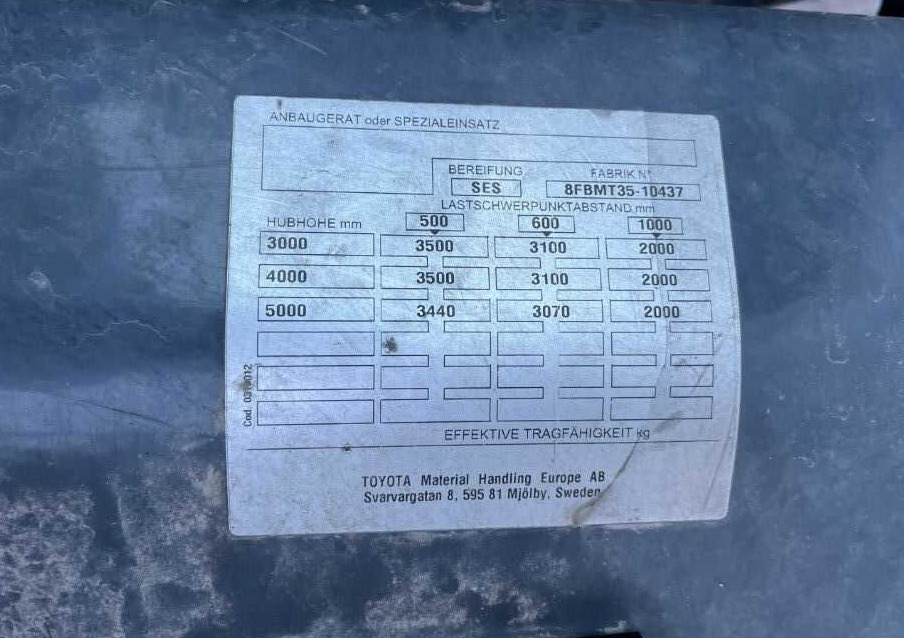 Toyota 8FBMT35 - Электропогрузчик: фото 5 Toyota 8FBMT35 - Электропогрузчик: фото 5