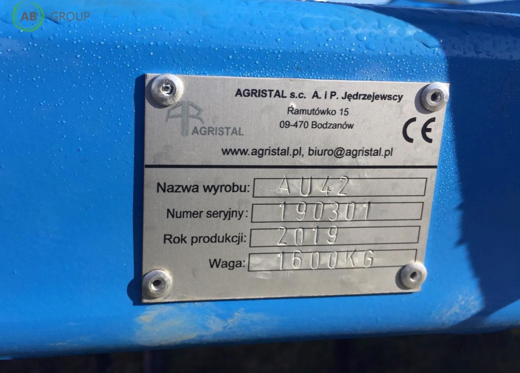 Hydraulically folding seedbed cultivator 4,2 m Agristal AU - Культиватор: фото 2 Hydraulically folding seedbed cultivator 4,2 m Agristal AU - Культиватор: фото 2