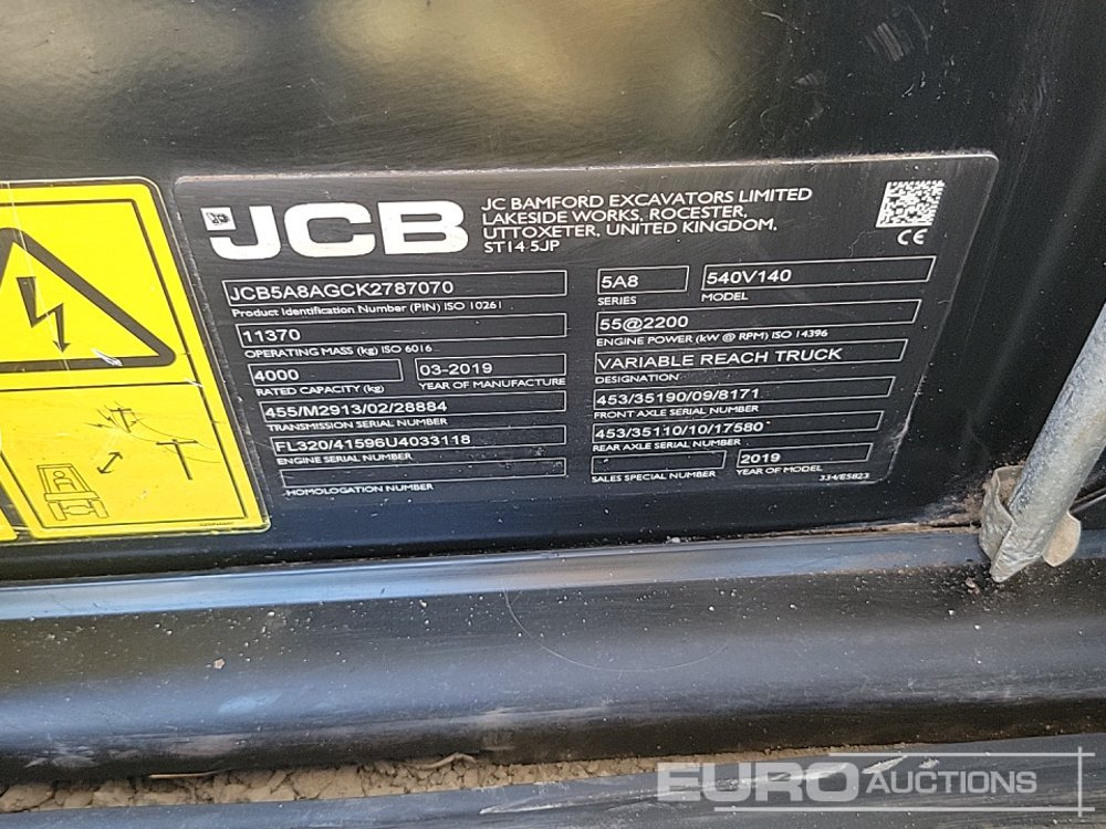 Телескопический погрузчик 2019 JCB 540-140 Hi Viz: фото 47