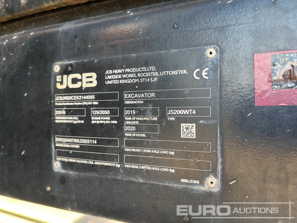 2020 JCB JS200W - Колёсный экскаватор: фото 2 2020 JCB JS200W - Колёсный экскаватор: фото 2