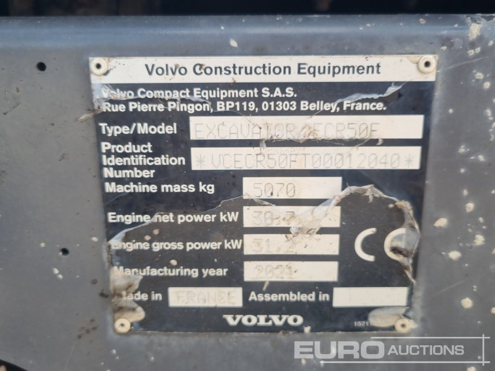 Мини-экскаватор 2021 Volvo ECR50F: фото 43