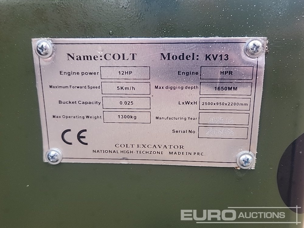 Unused 2025 Colt KV13 - Мини-экскаватор: фото 2 Unused 2025 Colt KV13 - Мини-экскаватор: фото 2