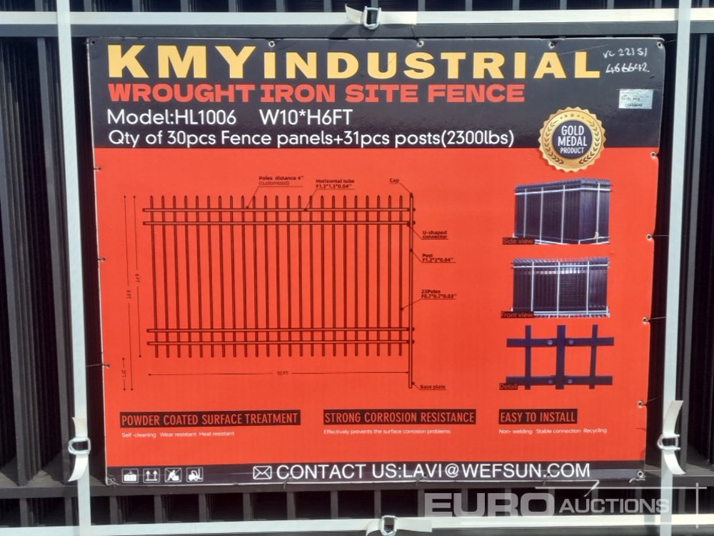 Строительное оборудование Unused 2025 KMY INDUSTRIAL Fencing,  (30 of), Fence Panels, (31 of), Posts (W10*H6"): фото 23
