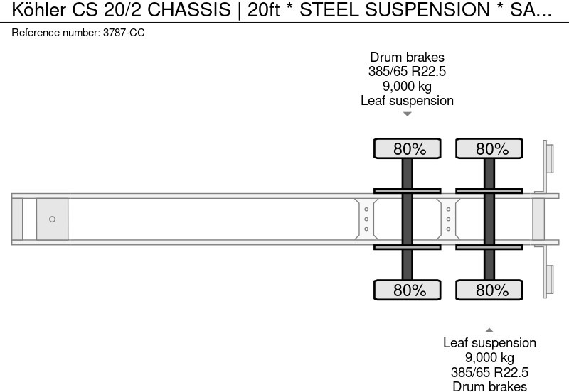 Полуприцеп-контейнеровоз/ Сменный кузов KOHLER CS 20/2 CHASSIS | 20ft * STEEL SUSPENSION * SAF / DRUM * 9x AVAILABLE: фото 18 Полуприцеп-контейнеровоз/ Сменный кузов KOHLER CS 20/2 CHASSIS | 20ft * STEEL SUSPENSION * SAF / DRUM * 9x AVAILABLE: фото 18