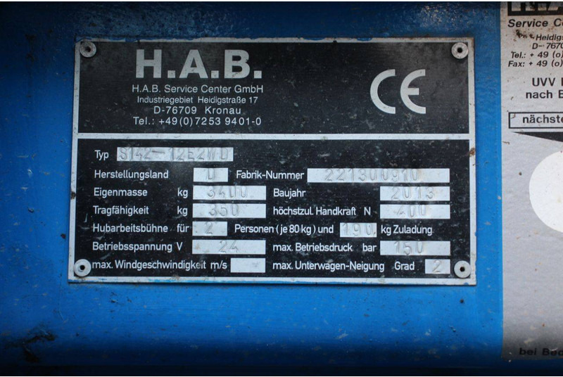 Ножничный подъемник H.A.B. S142-12E2WD: фото 16