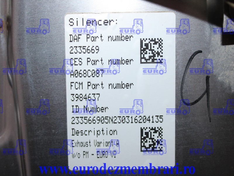 TOBA ESAPAMENT CATALIZATOR DAF XF XG EURO 6 2335669, 2327462, 2398002 - Катализатор для Грузовиков: фото 5 TOBA ESAPAMENT CATALIZATOR DAF XF XG EURO 6 2335669, 2327462, 2398002 - Катализатор для Грузовиков: фото 5